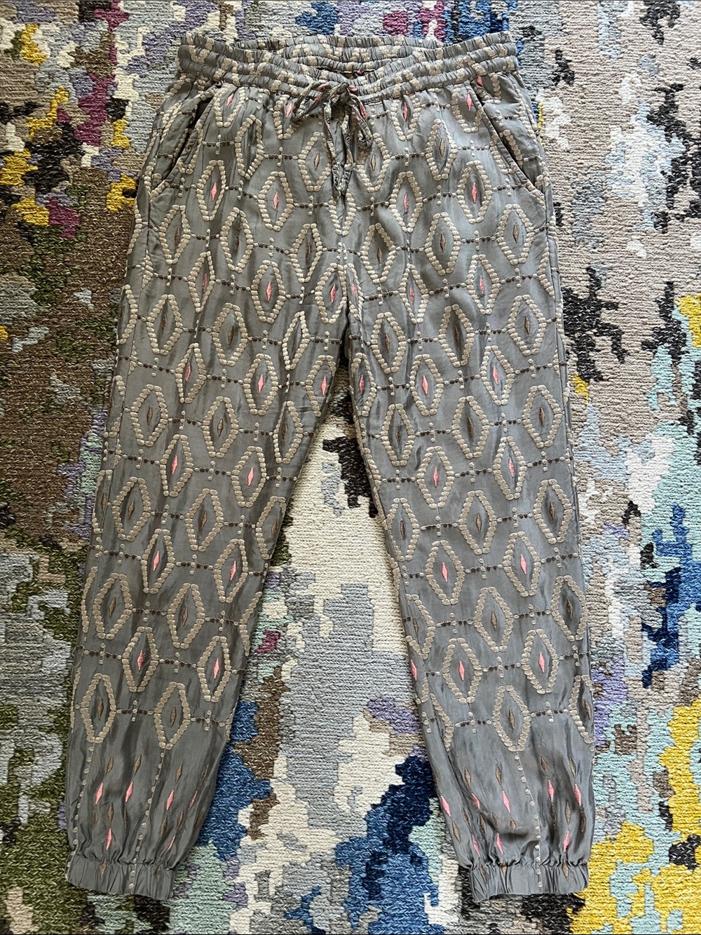 Johnny Was /Pete & Greta     Women's Gray Patterned Drawstring Joggers